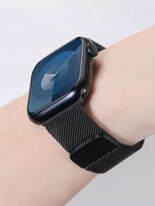 1条时尚男女通用米兰尼斯表带，兼容 Series 11、10、9，尺寸：45mm、49mm、38mm、40mm、41mm、42mm、44mm、46mm。奢华黑色不锈钢磁吸式米兰尼斯网状表带，兼容 Ultra/SE/10/9/8/7/6/5/4/3/2/1。经典金属表带，时尚智能手表表带，兼容。表带配件，兼容。 - 黑色 - 查看 4