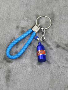 1pc Car Keychain, Nos Nitrous Oxide Bottle Shaped Keychain - Blue - View 3