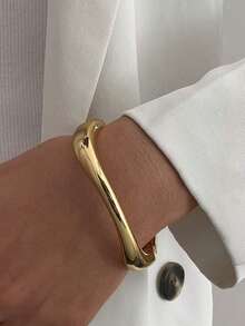 3件套夸张不对称平滑弧形手镯套装，多功能金属手链，欧美市场跨境饰品