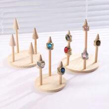 Soporte giratorio de madera para exhibir anillos, organizador de sobremesa, fácil de ensamblar para mujer, organizador de almacenamiento, artículos esenciales de viaje, almacenamiento para dormitorio