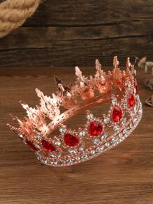 1pc/ Gold Drop Bridal Round Tiara, Suitable For Wedding Dress Decorative Tiara, Party Tiara, Birthday Cake Top Decoration, Bouquet Decoration