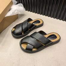 Women's Summer Office Slippers For Outside Wear 2025, Closed-Toe Roman Half-Slip, Versatile Casual Mule Sandals With Single Step - 黑色 - 查看 7