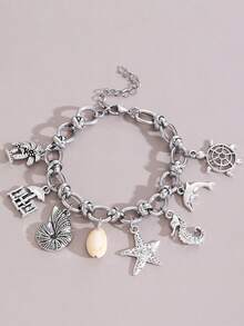 ZIRUISP 1 件夏季海滩不锈钢手链海星贝壳海洋吊坠波西米亚风女士珠宝时尚度假装