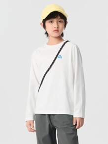 Balabala Camiseta de Manga Longa Infantil 2025 Suave Gola Careca