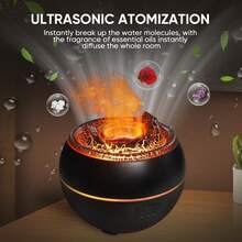 Essential Oil Diffuser, Volcano Fire Flame Aromatherapy Diffuser, 360ml Ultrasonic Cool Mist Humidifier, Scent Aroma Diffuser With 7 Colors Light, Timer & Auto Shut-Off For Home, Room (Black)