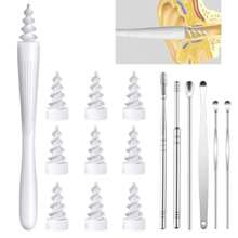 Kit de 7 en 1 para la extracción de cera de oídos con forma ovalada, kit de limpieza de cera de oídos reutilizable y lavable con puntas de silicona suave que contiene 3 tipos de herramientas para limpiar los oídos