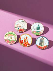 11 pièces Broche paysage touristique de ville, insigne créatif en alliage de scène de ville de voyage national, souvenir touristique, accessoire d'épinglette pour vêtements, sac, sac à dos pour l'école