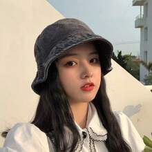 Sombrero de cubo vintage para hombres, protección solar versátil, adecuado para combinar a diario, diseño retro desgastado, unicolor, sombrero de cubo de pareja transpirable de moda, primavera/verano