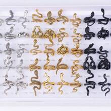 10/20pcs/Pack Retro Punk Style Owl & Snake Rings, Fashion Animal Shape Finger Rings, Jewelry Gift For Party & Holiday