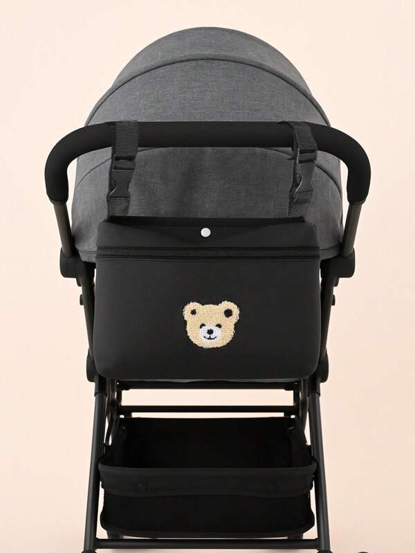 1pc Large Capacity Bear Stroller Diaper Bag, Portable Tote Bag For Nursing Bottles And Other Items, Versatile