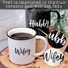 Wifey Hubby Mugs Set Of 2 Coffee Mug 11 Ounce, Husband Wife Gift, His Hers Coffee Cup - Dark Grey - View 2
