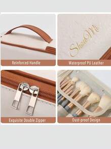 2/1PC Holiday Travel Makeup Organizer Bag, Multi-Functional Makeup Organizer Bag, Bathroom Waterproof Makeup Bags, Makeup Bags, PVC Toiletries Bag, Beauty Storage Bag, Cosmetics Storage Bag, Handbag, Organization And Storage Bag,A Must-Have Cosmetic Brush Storage Bag For Ladies In Autumn And Winter