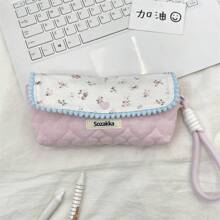Personalized Quilted Pencil Case, Cute Quilted Aesthetic Stationery Pouch, Colorful Floral Pen Holder, Soft Bag Gift For Girls