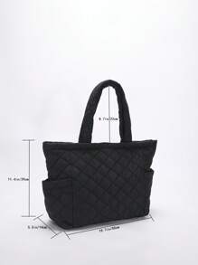 Large Capacity Solid Color Canvas Tote Bag, Fashionable For Daily Commute