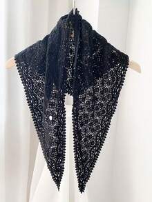1pc Lace Crochet Pattern Triangle Scarf Shawl For Dress