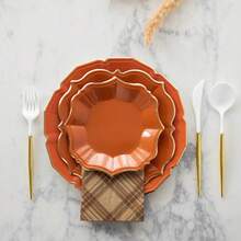 10/30/50 Stücke Pack 7" 9" 10" gemischte und passende Einweg-Pappteller, elegante orange Pappteller, Einweg-Teller für Eid, Erntedankfest, Halloween, Ernte, Ostern, Hochzeit und Geburtstag