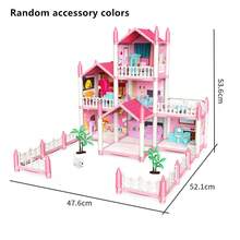 Children's Princess Castle Villa Playset, DIY Assembly Dollhouse Toy Gift For Girls