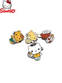 Sanrio , 4 peças, fofo, desenho animado, anime japonês, gato criativo  KT, broche de metal, distintivo decorativo pingando óleo, acessórios de alfinete de liga, broche de esmalte fofo, adequado para bolsas, roupas, etc. Mochila escolar