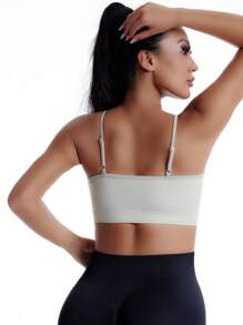 4pcsWomen's Multi-Color Base Layer Top, Sports Bra With Cups And Thin Shoulder Straps, Detachable Padded Push-Up Bra, Fitness And Running Vest, Sexy Yoga Top