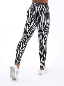 秋冬新款休闲女式高弹紧身裤，黑色线条图案，白色条纹印花，柔软舒适的羊毛裤，适合居家、运动、塑形、拉伸、提臀、不对称图案、户外、旅行、散步、购物、健身房、跑步、运动、工作、街头、音乐节、派对、礼物、长裤 - 彩色 - 查看 27