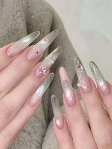 50pcs Pink Bow Nail Art Decorations Set, Includes Mini Bows And Ribbons, Suitable For Girls DIY Wear, Can Be Used As Nail Art Accessories, Nail Decorations And Nail Gems. - Baby Pink - View 2