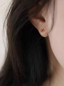 BALMORA Ein Paar S925 Sterlingsilber hochwertige Mini kompakte rote Zirkonia Ohrringe für Frauen, süß und niedlich, Alltagszubehör