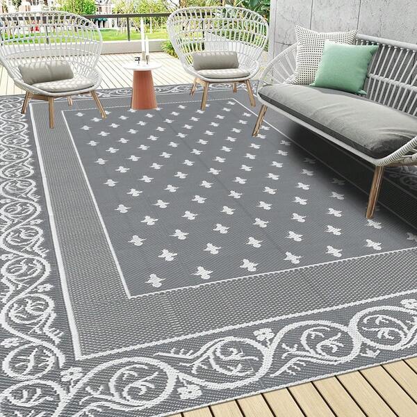 Waterproof Outdoor Rug, Reversible Plastic Straw Patio Camping Rug, Indoor Outdoor RV Mat Carpet For Deck, Camper, Porch, Balcony, Backyard, Picnic