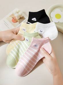 6 Pairs Of Women's Socks Striped Clouds Women's Short Socks And Ankle Socks For Casual Daily Wear
