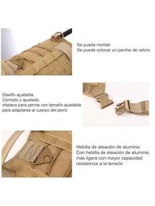 Arnés Táctico Para Perros Con Asa, Ajustable Correa Transpirable y Cómodo, Adecuado Para Perros Medianos y Grandes - Caqui - Ver 5
