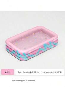 Vibrant Pink Striped Inflatable Swimming Pool, Extra Large Household Inflatable Pool, Thick PVC Material, Outdoor Water Fun Device, Backyard Enjoyment Of Summer Water Fun, Personal Swimming Pool (Each Item Sold Separately)