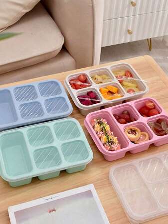 1pc Lunch Box, Portable 5-Compartment Food Sealed Container With Lid, Leak Proof Food Storage Box, Bento Box For Back To School, Class, College, Office, Camping And Picnic, School Supplies, Kitchen Organizers And Storage, Kitchen Accessories