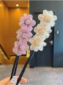 1 pieza Moldeador de moño de cola de pez decorado con strass y perlas para mujer, accesorios elegantes y de moda para dar forma al moño, adecuado para peinados diarios y bonitos