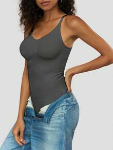 Aaseow Women's Shapewear Bodysuit, Slimming Tights Seamless Shape Waist Slimming Backless Thong Or Briefs Shapewear Bodysuit - Dark Grey - View 2