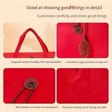 Three-Dimensional Imitation Leather Gift Bag, Large Capacity, Portable, New Chinese Style, Suitable For Mother's Day, Wedding, Thanksgiving, New Year, Bridal Party, Birthday, Housewarming, Red Wine Bag, Multi-Functional, Party Gift Packaging, Souveni - Multicolor - View 7