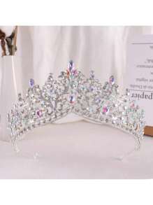 1 pièce Couronne en alliage de strass en verre de goutte d'eau à la mode, convient pour les femmes à porter lors de mariages, vacances, anniversaires et fêtes