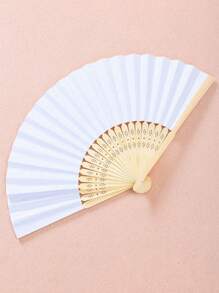 Weiße Papier Faltfächer DIY Malerei Fächer Handgefertigte Fächer kleine Kühlfächer für Sommer Hochzeit Party Dekoration Halloween