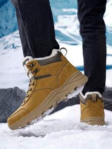男士雪地靴，户外雪地靴，户外运动雪地靴，登山加大码雪地靴，雪地靴，加大码防滑雪地靴，防滑，耐磨，抓地力强，尺码 39-48（不对称图案） - 棕色 - 查看 9
