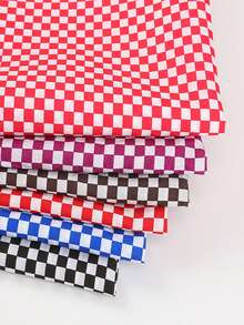 1 pieza Tela con estampado de tablero de ajedrez, Tela de tablero de ajedrez, Adecuada para manteles, bolsas, forro de prendas - Multicolor - Ver 7