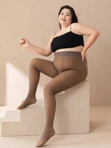 1 Pair 220g Thick Warm Leggings For Women, Winter Thermal Lined Skinny Tights, Elastic Slim Fit Sexy Pantyhose
