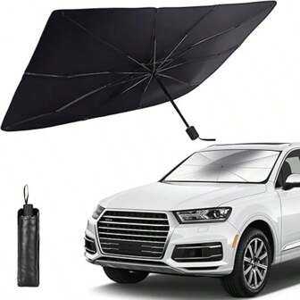 1pc Collapsible Car Windshield Sunshade, Foldable Car Front Window Sun Visor UV Block