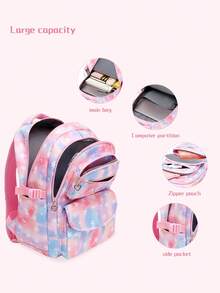 Set di 3 pezzi di zaino con stampa a stelle, con astuccio e borsa termica, design multi-scomparti con grande capacità, cinghie regolabili e confortevoli, schienale traspirante, strisce riflettenti per l'uso notturno, tasche laterali per bottiglia d'acqua e ombrello, adatto per uso quotidiano e viaggi, zaino in poliestere impermeabile, regalo per il ritorno a scuola