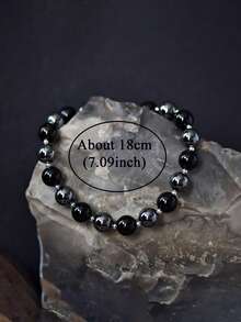 Black Tourmaline & Hematite Powerful Protection Bracelet For Women Men, Absorb Negative Energy, Motivation, Courage, Balance Yoga Meditation Jewelry - Multicolor - View 4