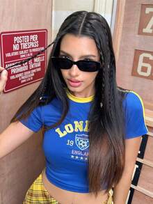 DareSee 1pc Square Y2K Style Party & Casual Vintage Beach Fashion Fashion Glasses, Unisex Music-Fest Y2K-Fest Back To School Autumn Winter Gifts - Black - View 1