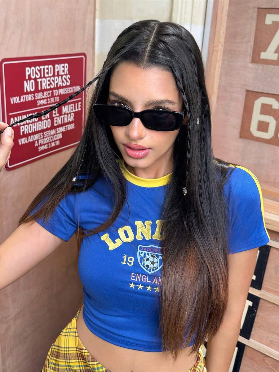 DareSee 1pc Square Y2K Style Party & Casual Vintage Beach Fashion Fashion Glasses, Unisex Music-Fest Y2K-Fest Back To School Autumn Winter Gifts - Black - View 1