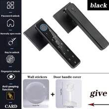 4-in-1 intelligentes Fingerabdruck-Türschloss mit Griff und Touchpad - Entriegelung per Fingerabdruck/Passwort/IC-Karte/Schlüssel. Schlüssellose Eingangstür für einfache Installation ohne Bohren, geeignet für verschiedene Szenarien