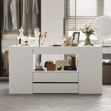 ECACAD Modern White Dresser Cabinet With 16 Drawers And Tempered Glass Top – Elegant Makeup Vanity Storage Organizer For Closet Or Bedroom - White - View 6