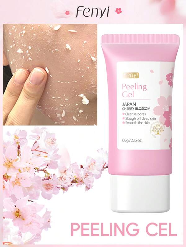 FENYI 1 Pc Clean Pores Fenyi Japan Cherry Blossom Peeling Gel, 60g Mild Exfoliating Scrub Non Irritating Hydrating & Brighten Cleanser For Women All Skin Types SPA Self Care Gifts For Girl Friend Facial Care