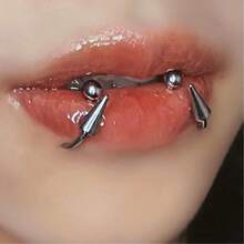 Piercing anillo de labio en espiral de acero de titanio con estilo punk - Anillo de labio grande y puntiagudo - Ver 6