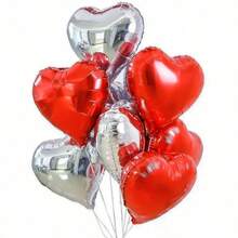 18inch 10pcs Heart-Shaped Foil Balloons, Red, Gold, Pink, Rose Gold, Silver, Multi-Colored Options, Suitable For Valentine's Day, Singles Party, Christmas Decoration, Wedding, Proposal, Bridal Shower, Anniversary, Birthday Party, Party Decor, Christmas - 10 Love Hearts - View 7