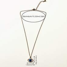 1pc Turquoise Blue Evil Eye & Angel Tear Cubic Zirconia Pendant Necklace, Suitable For Women To Wear Everyday - Blue - View 5